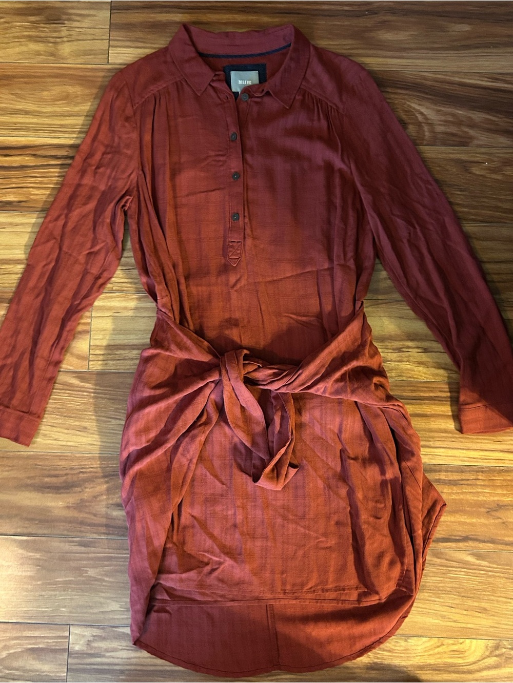 Maeve Anthropologie Rust Bloomsbury tie shirt dress. Sz. 6 - Picture 5 of 16